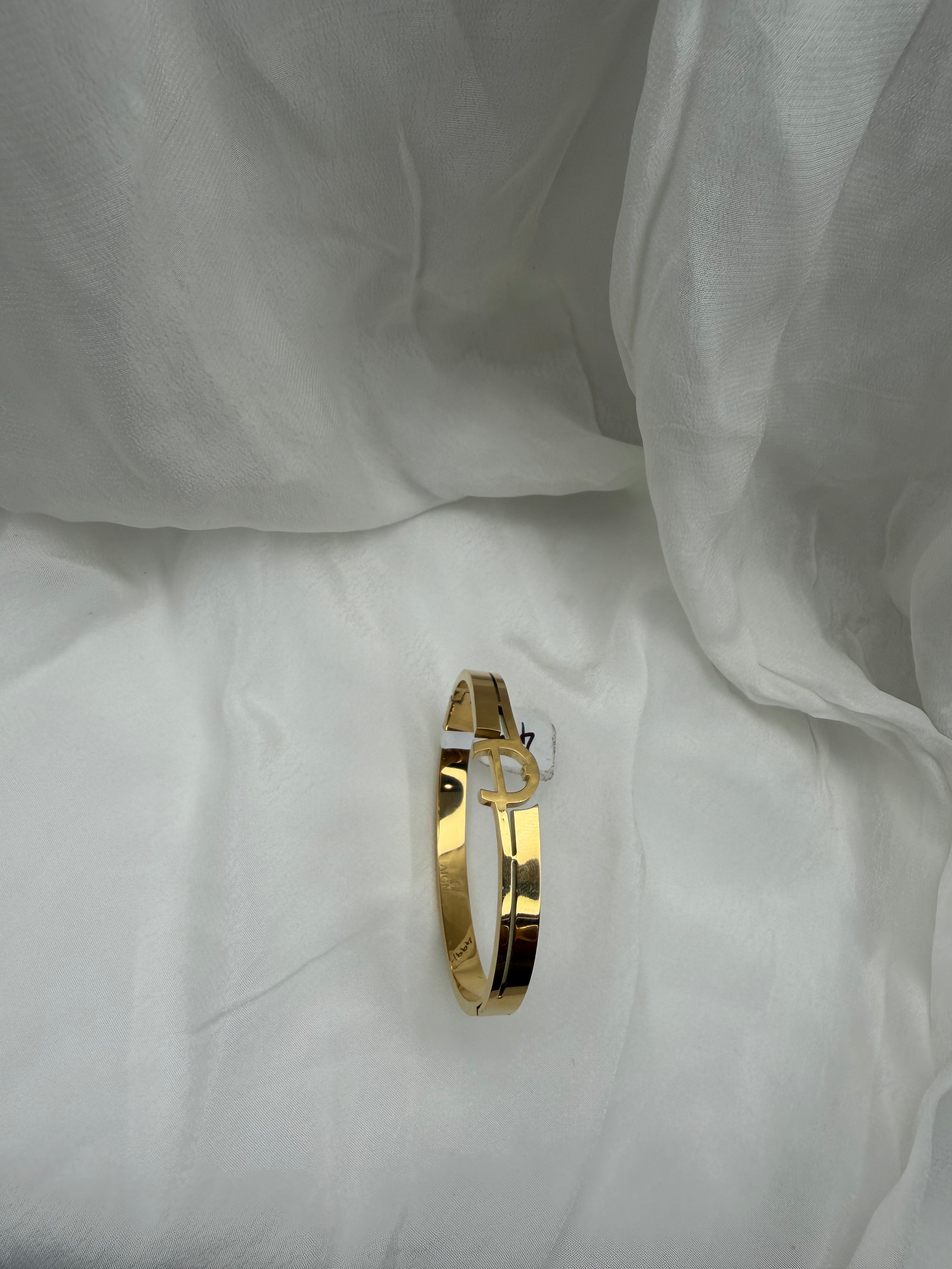 Signature D Initial Anti-Tarnish Cuff – Gold Bangle Baby Size