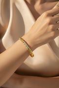 Amour Triple Crystal Heart Bangle – 18K Gold PVD