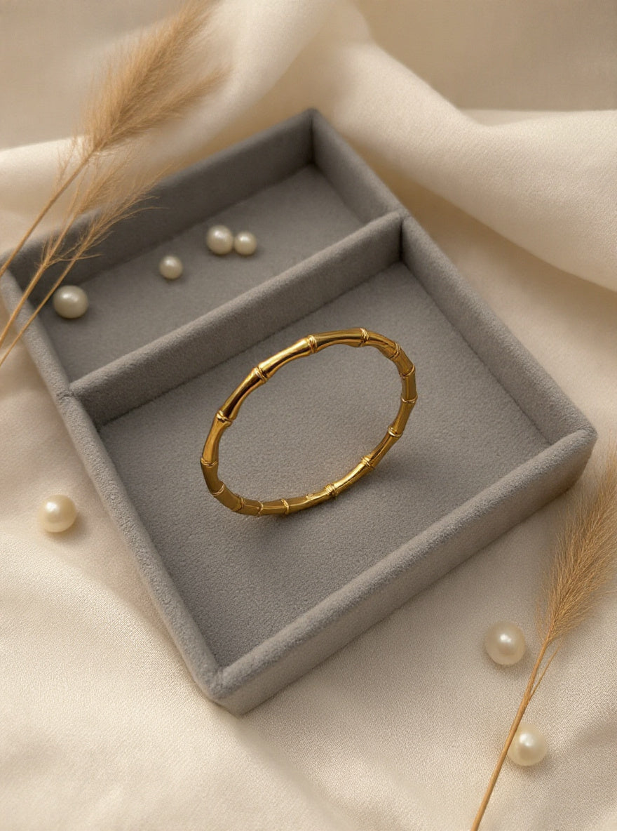 Bamboo Luxe Anti-Tarnish Kada – Gold Bangle
