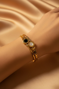 Roman Laurel Dual-Stone Anti-Tarnish Cuff