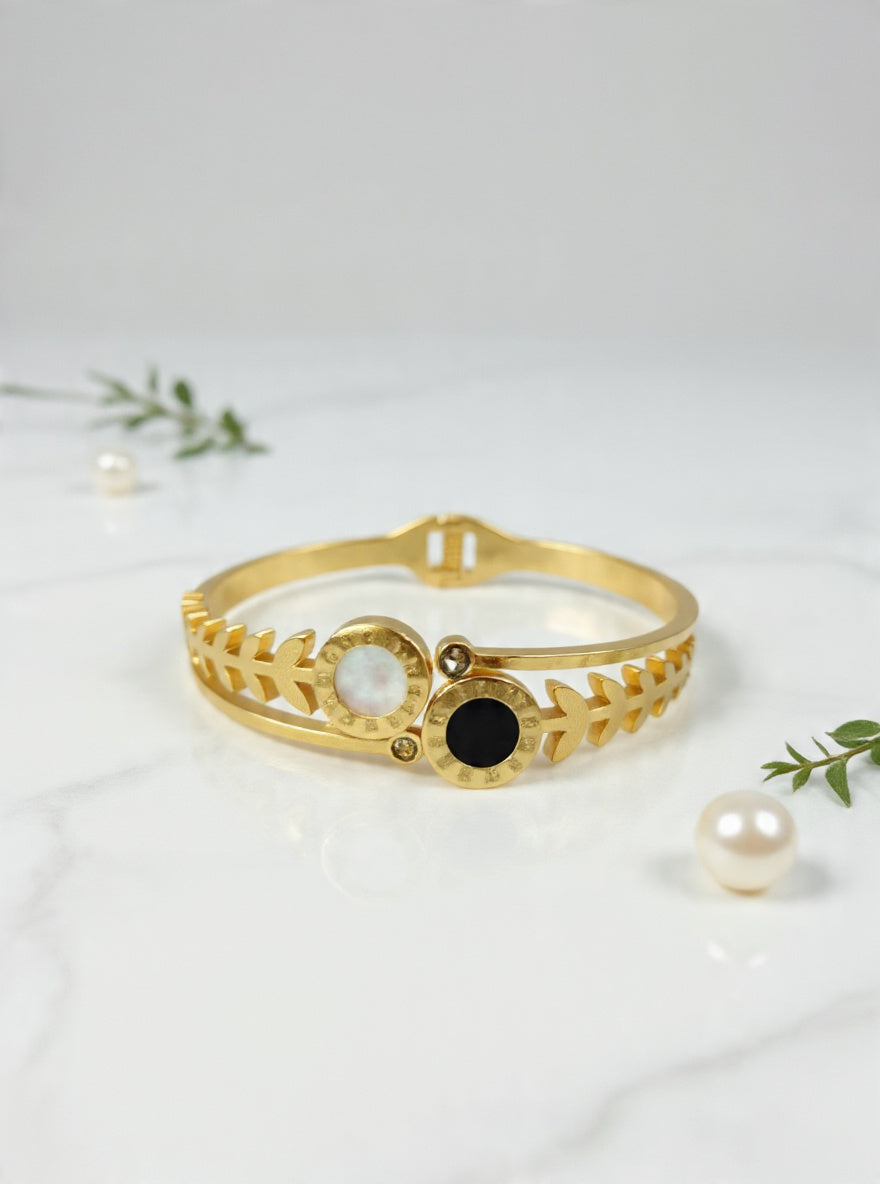 Roman Laurel Dual-Stone Anti-Tarnish Cuff