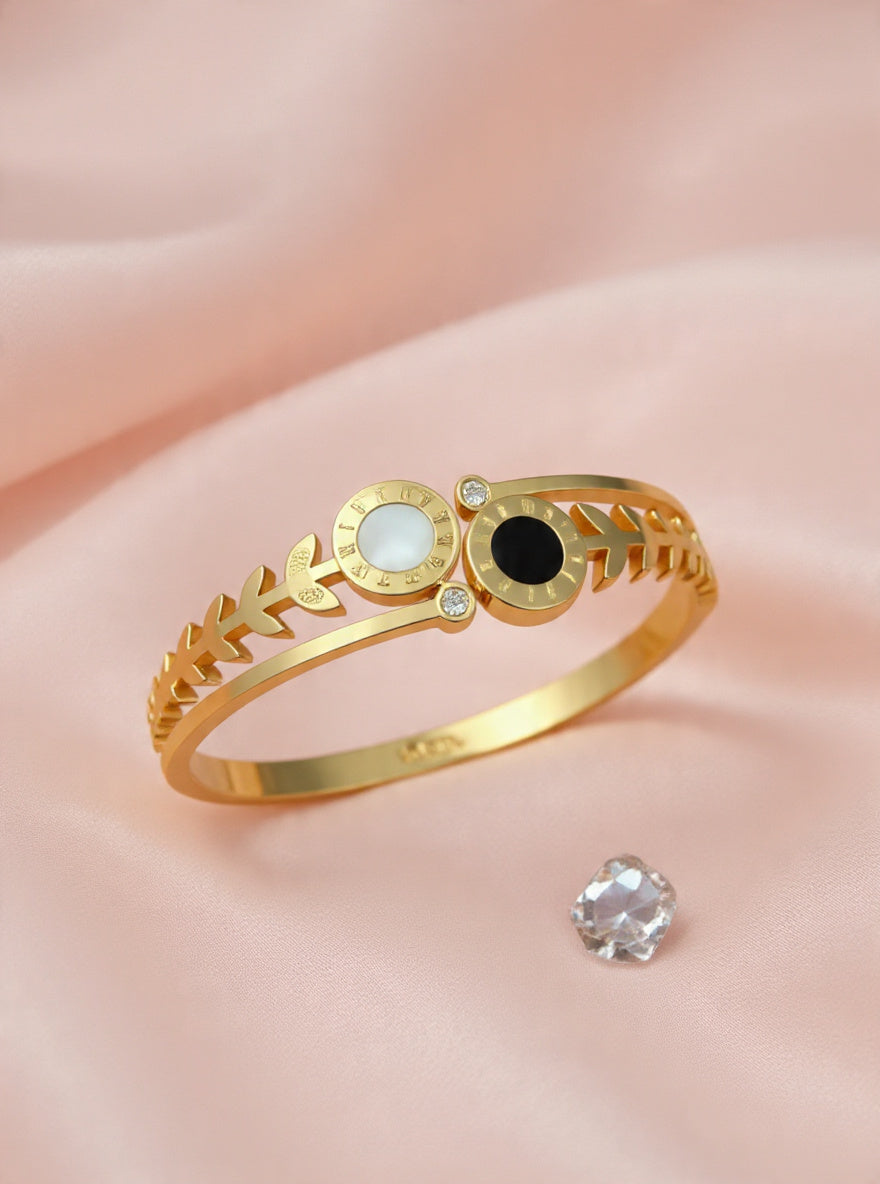 Roman Laurel Dual-Stone Anti-Tarnish Cuff