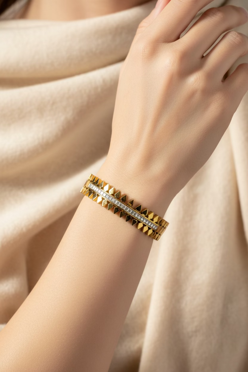 Spike Crown Baguette Crystal Cuff