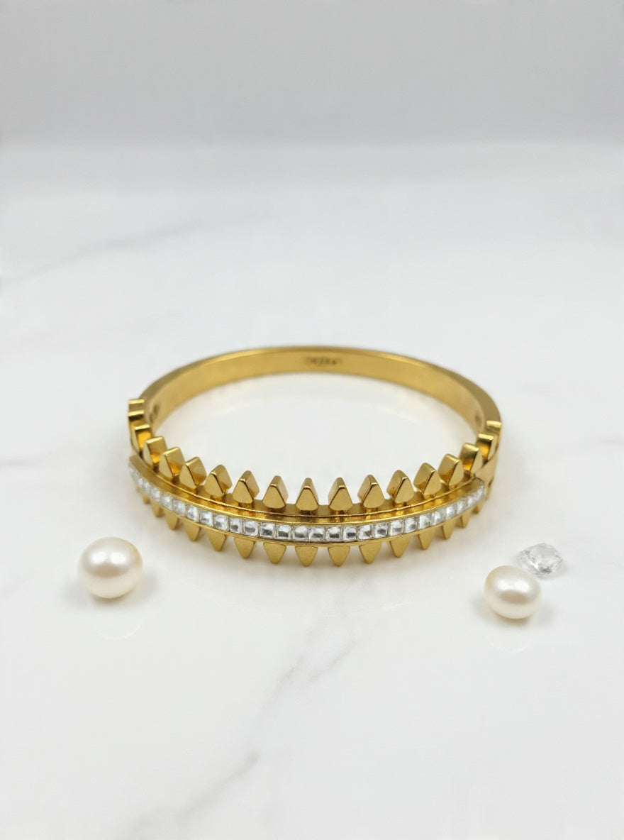 Spike Crown Baguette Crystal Cuff