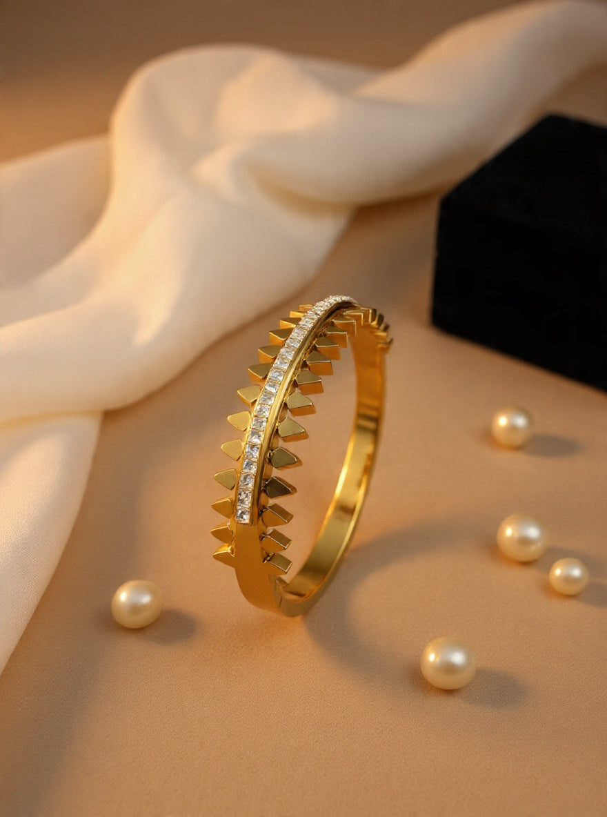 Spike Crown Baguette Crystal Cuff