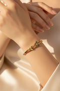 Twin Butterfly Enamel Cuff – Black & Gold Anti-Tarnish Bangle