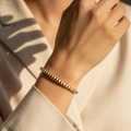 Ivory Stripe Beaded Coil Bangle – Gold & White Anti-Tarnish