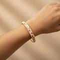 Autumn Vine Enamel Bangle – Ivory & Terracotta