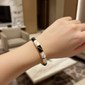 Monochrome Geo Enamel Bangle – Black White Gold