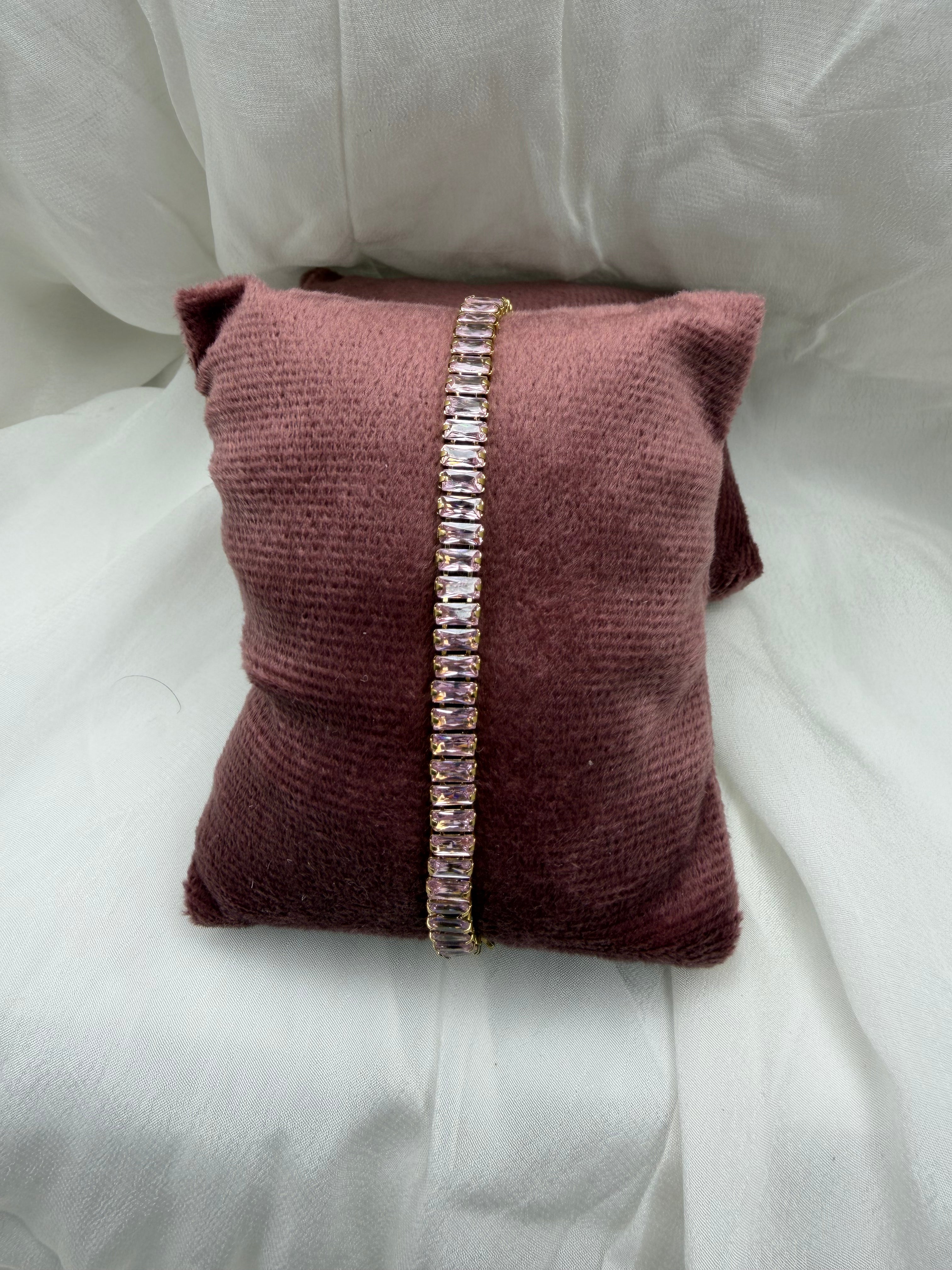 Blush Baguette Tennis Bracelet – Pink Crystal