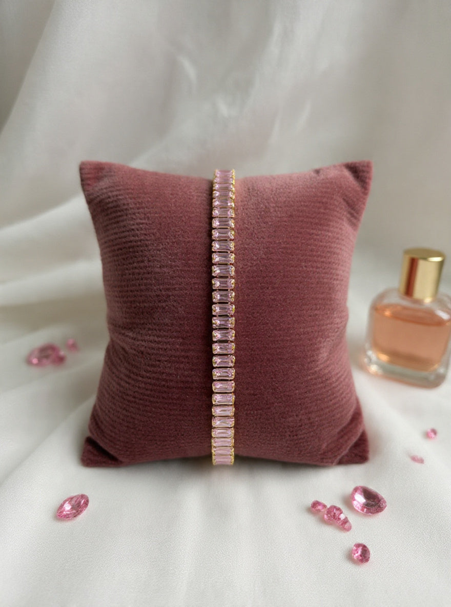 Blush Baguette Tennis Bracelet – Pink Crystal