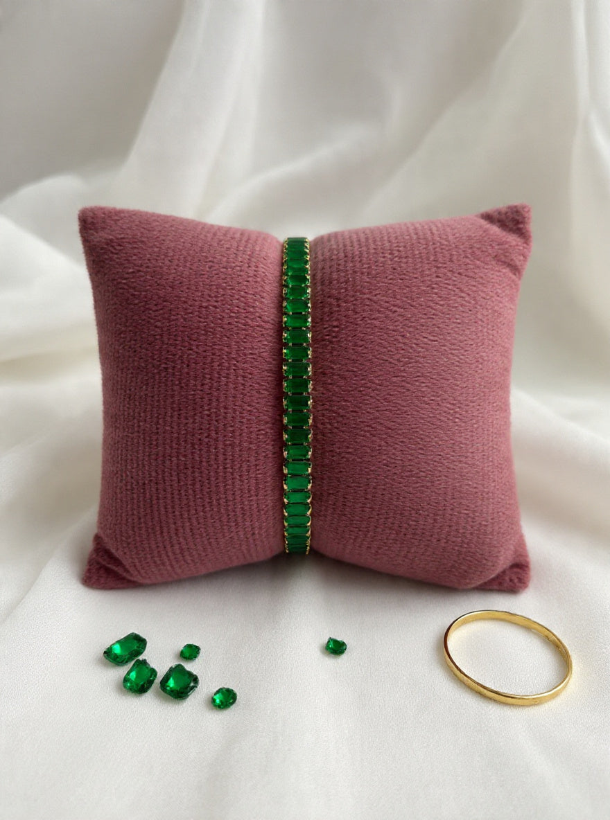 Emerald Baguette Tennis Bracelet – Green Crystal