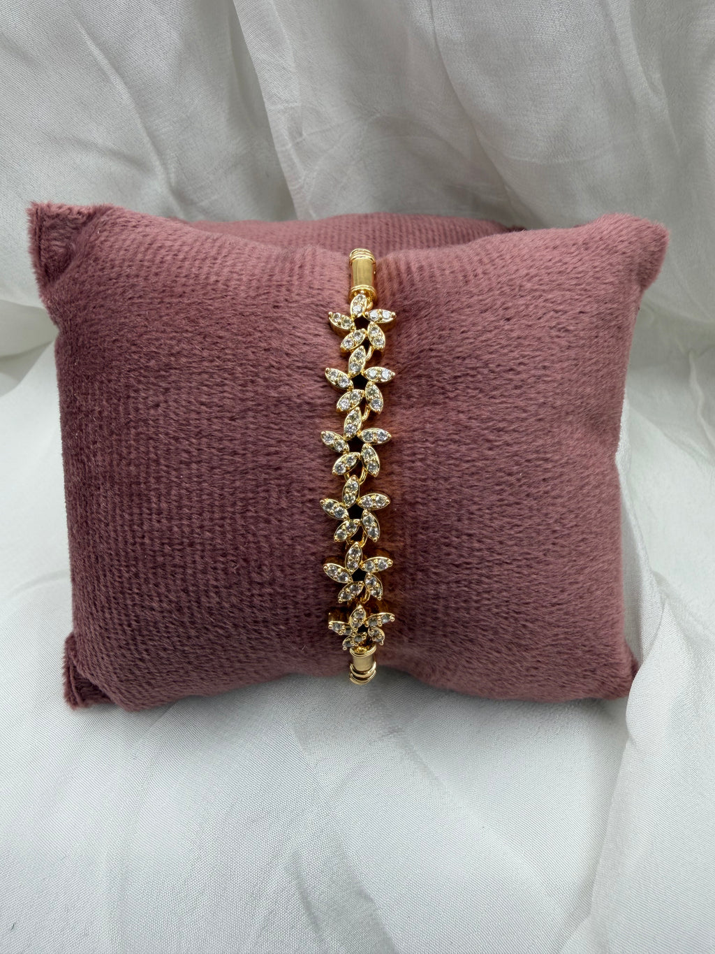 Golden Leaf Bamboo Bracelet – Crystal Vine