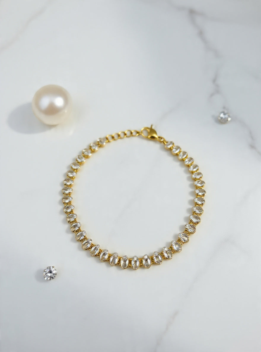 Classic Oval Tennis Bracelet – Clear Crystal