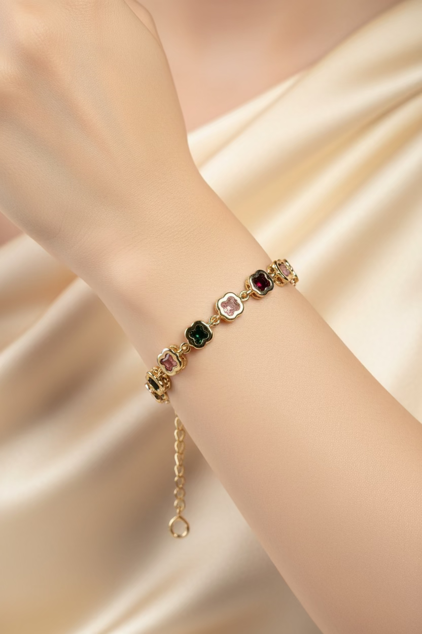 Rainbow Bloom Bracelet – 5-Stone Flower
