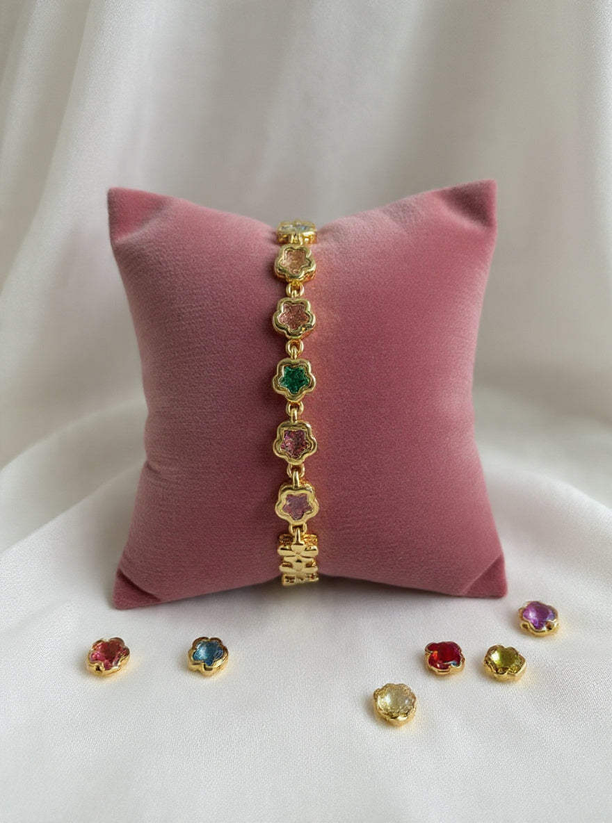 Rainbow Bloom Bracelet – 5-Stone Flower