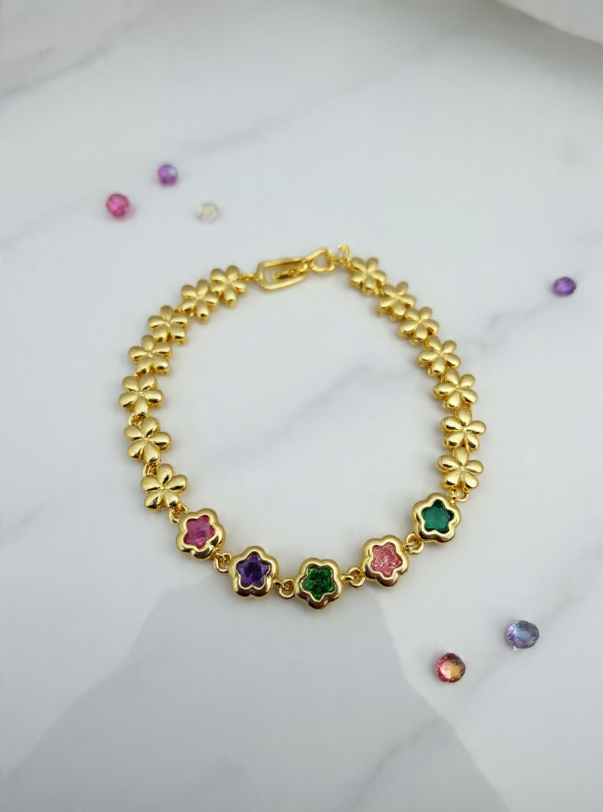 Rainbow Bloom Bracelet – 5-Stone Flower