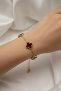Rouge Clover Bracelet – 5 Motif Red