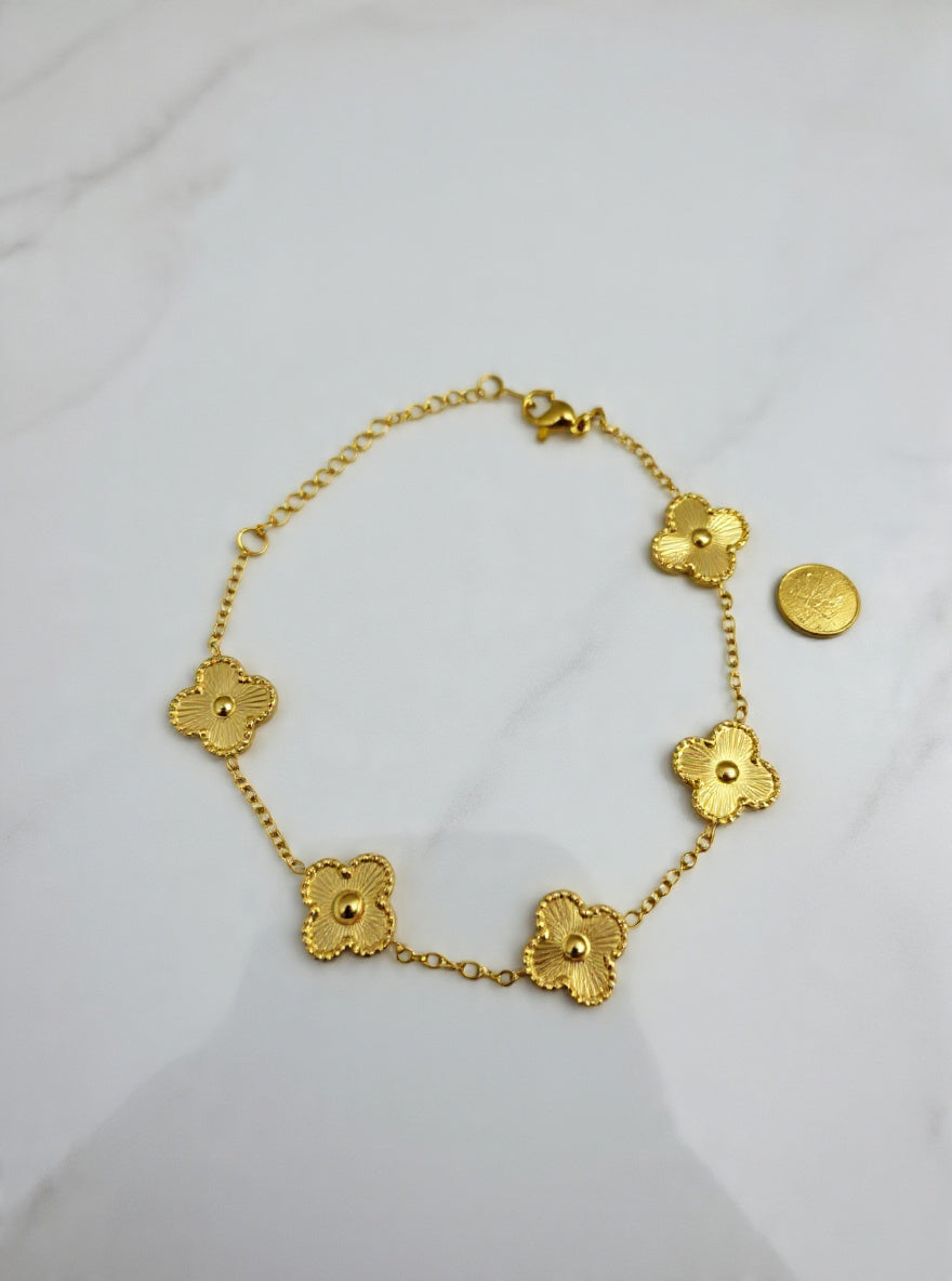 Soleil Clover Bracelet – 5 Motif All-Gold