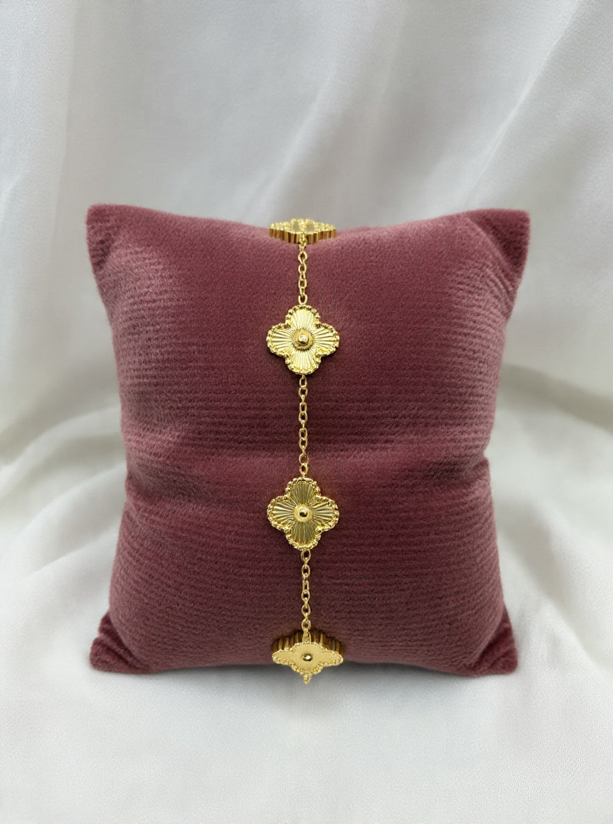 Soleil Clover Bracelet – 5 Motif All-Gold