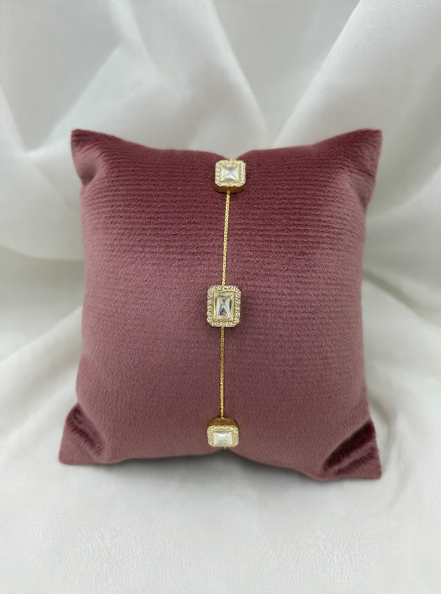 Trio Halo Bracelet – Emerald Cut Crystal